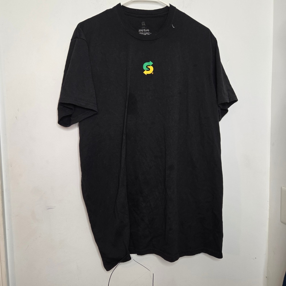 Subway Restaurant Graphic T-Shirt Mens 2XL Black Short Sleeve Logo Tee
